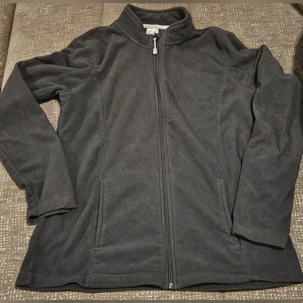 charcoal grey athletic works medium women's fleece full zip jacket with pockets